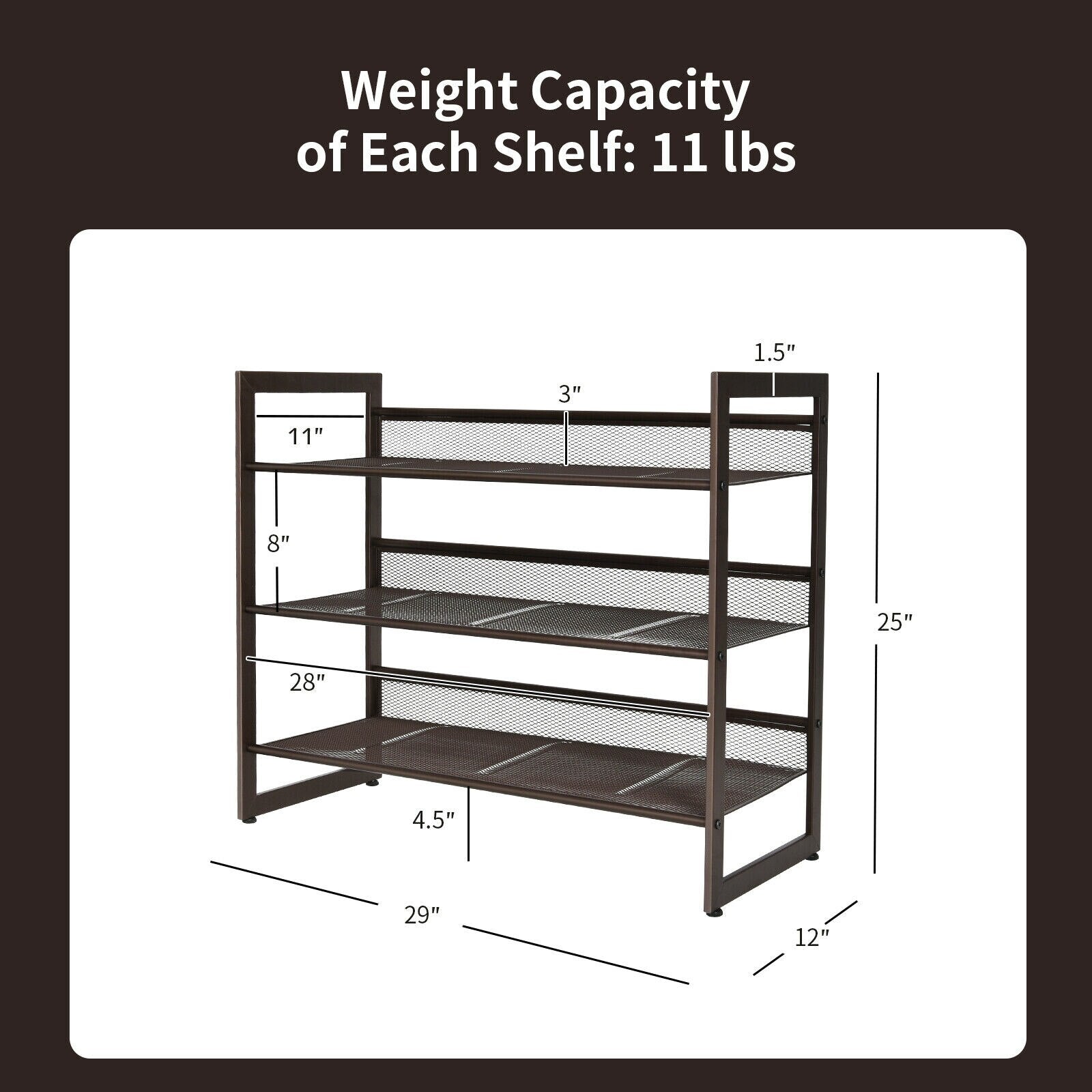 Smart Design | 5 Tier Steel Shoe Rack